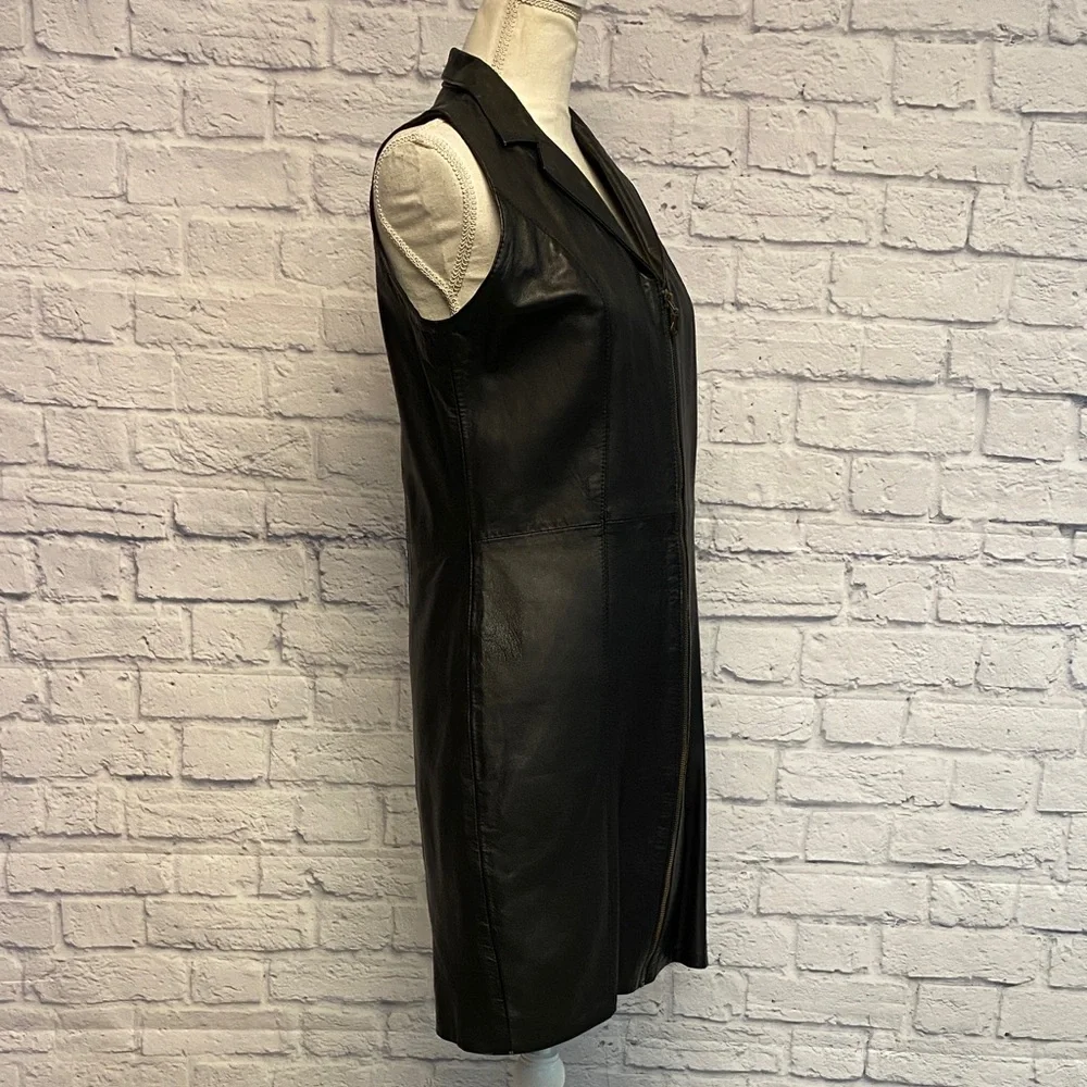 Tanya Collection Black Leather Sleeveless Dress Size M - Picture 6 of 15